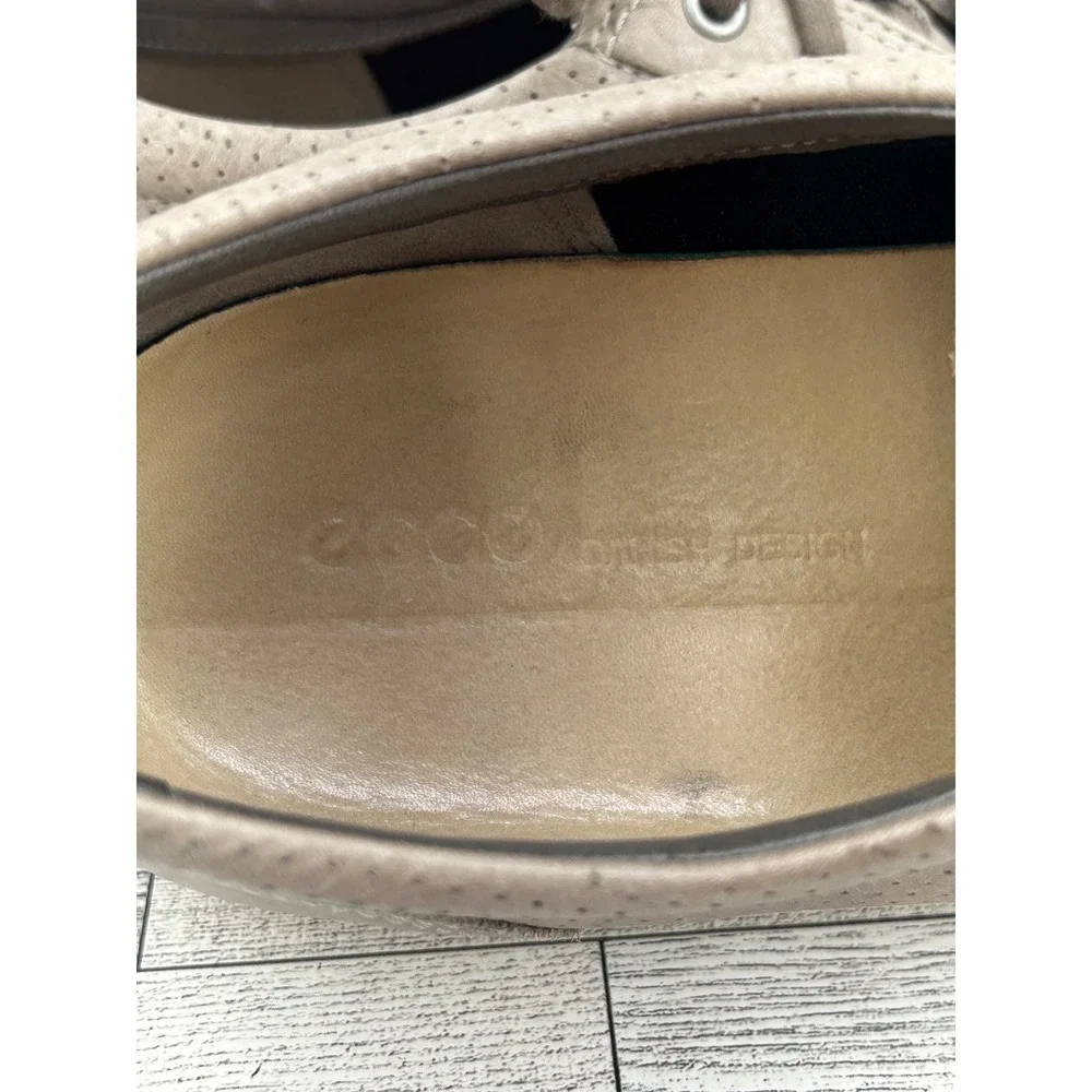ECCO Soft 7 Men Sneaker Taupe Leather Low Top Lace Up‎ Shoes Size EU 43 US 9.5